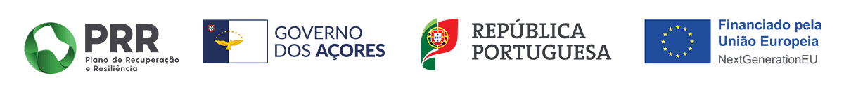 Logótipos PRR, Governo dos Açores, República Portuguesa e União Europeia